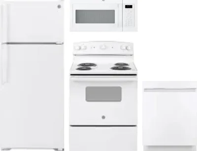 4 Piece Package Includes Refrigerator, Range, Microwave And Dishwasher