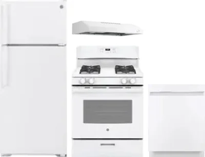 4 Piece Package Includes Refrigerator, Range, Hood And Dishwasher