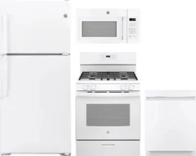 4 Piece Package Includes Refrigerator, Range, Microwave And Dishwasher