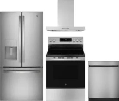 4 Piece Package Includes Refrigerator, Range, Hood And Dishwasher