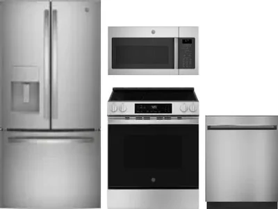 4 Piece Package Includes Refrigerator, Range, Microwave And Dishwasher