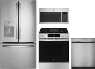 4 Piece Package Includes Refrigerator, Range, Microwave And Dishwasher