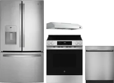 4 Piece Package Includes Refrigerator, Range, Hood And Dishwasher