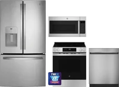 4 Piece Package Includes Refrigerator, Range, Microwave And Dishwasher