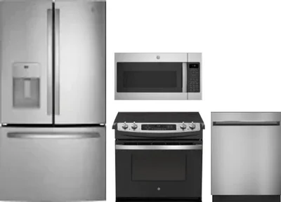 4 Piece Package Includes Refrigerator, Range, Microwave And Dishwasher