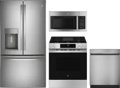 4 Piece Package Includes Refrigerator, Range, Microwave And Dishwasher