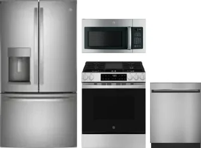 4 Piece Package Includes Refrigerator, Range, Microwave And Dishwasher