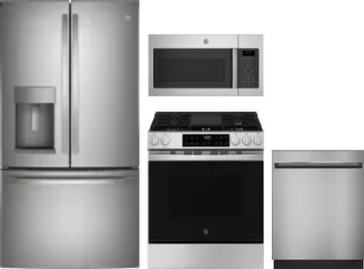 4 Piece Package Includes Refrigerator, Range, Microwave And Dishwasher