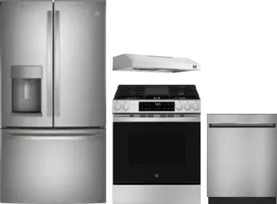 4 Piece Package Includes Refrigerator, Range, Hood And Dishwasher