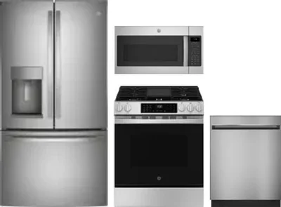4 Piece Package Includes Refrigerator, Range, Microwave And Dishwasher