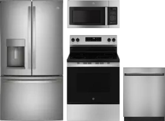 4 Piece Package Includes Refrigerator, Range, Microwave And Dishwasher