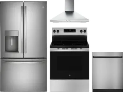 4 Piece Package Includes Refrigerator, Range, Hood And Dishwasher