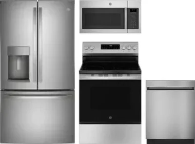 4 Piece Package Includes Refrigerator, Range, Microwave And Dishwasher