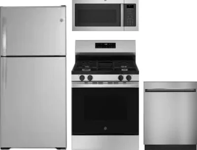 4 Piece Package Includes Refrigerator, Range, Microwave And Dishwasher