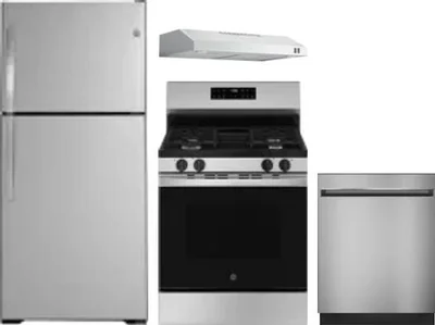 4 Piece Package Includes Refrigerator, Range, Hood And Dishwasher