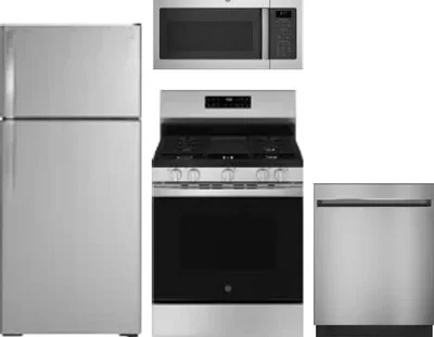 4 Piece Package Includes Refrigerator, Range, Microwave And Dishwasher