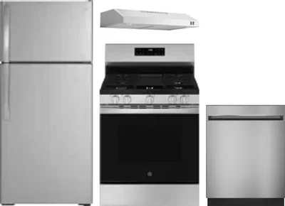 4 Piece Package Includes Refrigerator, Range, Hood And Dishwasher