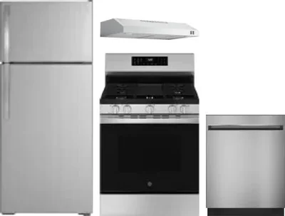 4 Piece Package Includes Refrigerator, Range, Hood And Dishwasher