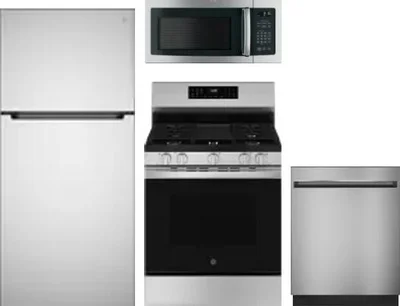 4 Piece Package Includes Refrigerator, Range, Microwave And Dishwasher