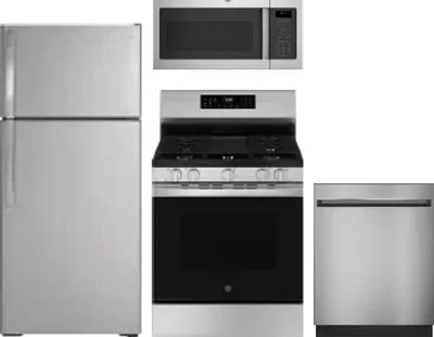 4 Piece Package Includes Refrigerator, Range, Microwave And Dishwasher