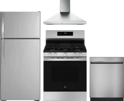 4 Piece Package Includes Refrigerator, Range, Hood And Dishwasher
