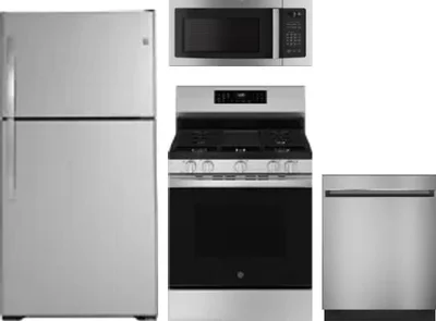 4 Piece Package Includes Refrigerator, Range, Microwave And Dishwasher