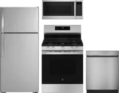 4 Piece Package Includes Refrigerator, Range, Microwave And Dishwasher