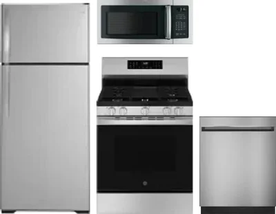 4 Piece Package Includes Refrigerator, Range, Microwave And Dishwasher