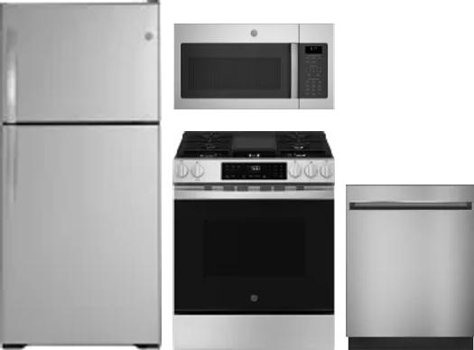 4 Piece Package Includes Refrigerator, Range, Microwave And Dishwasher