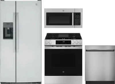 4 Piece Package Includes Refrigerator, Range, Microwave And Dishwasher