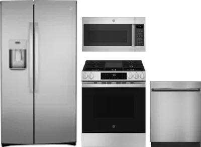 4 Piece Package Includes Refrigerator, Range, Microwave And Dishwasher