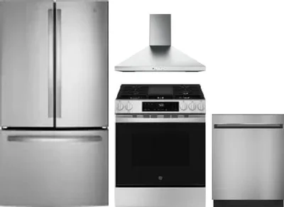 4 Piece Package Includes Refrigerator, Range, Hood And Dishwasher