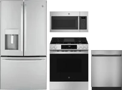 4 Piece Package Includes Refrigerator, Range, Microwave And Dishwasher
