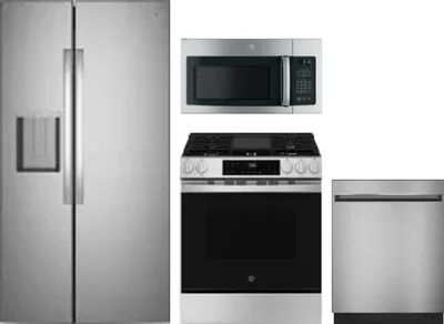 4 Piece Package Includes Refrigerator, Range, Microwave And Dishwasher