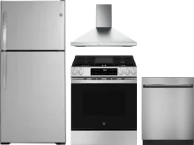 4 Piece Package Includes Refrigerator, Range, Hood And Dishwasher