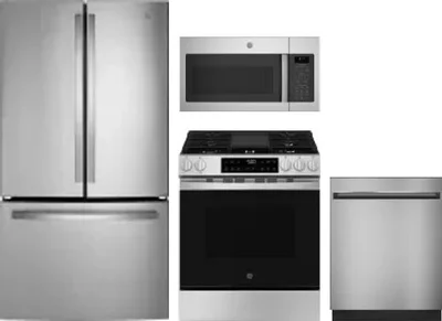 4 Piece Package Includes Refrigerator, Range, Microwave And Dishwasher