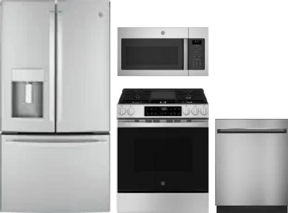 4 Piece Package Includes Refrigerator, Range, Microwave And Dishwasher