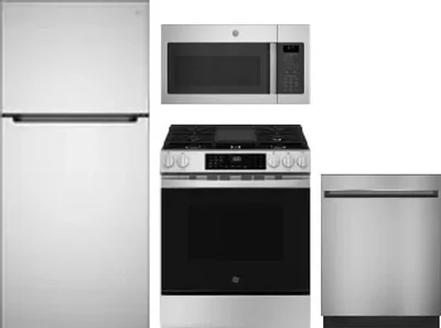 4 Piece Package Includes Refrigerator, Range, Microwave And Dishwasher