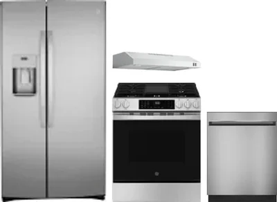 4 Piece Package Includes Refrigerator, Range, Hood And Dishwasher