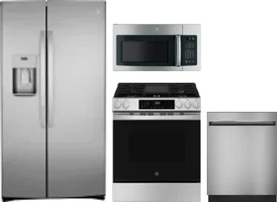 4 Piece Package Includes Refrigerator, Range, Microwave And Dishwasher