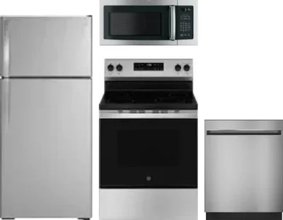 4 Piece Package Includes Refrigerator, Range, Microwave And Dishwasher