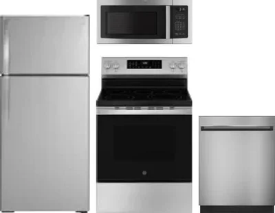 4 Piece Package Includes Refrigerator, Range, Microwave And Dishwasher