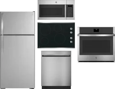 5 Piece Package Includes Refrigerator, Cooktop, Wall Oven, Microwave And Dishwasher