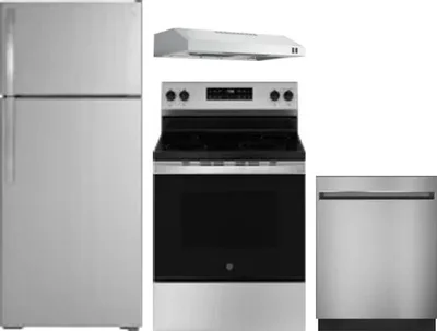 4 Piece Package Includes Refrigerator, Range, Hood And Dishwasher