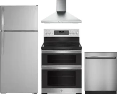 4 Piece Package Includes Refrigerator, Range, Hood And Dishwasher