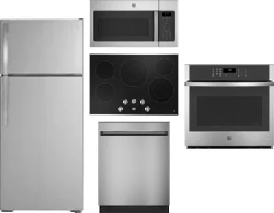 5 Piece Package Includes Refrigerator, Cooktop, Wall Oven, Microwave And Dishwasher