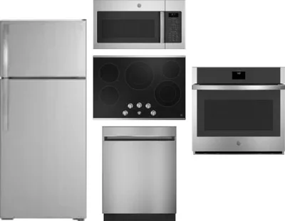 5 Piece Package Includes Refrigerator, Cooktop, Wall Oven, Microwave And Dishwasher