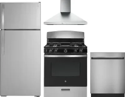 4 Piece Package Includes Refrigerator, Range, Hood And Dishwasher