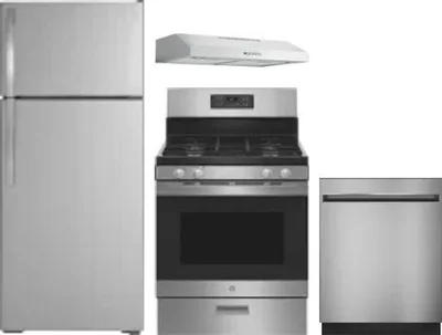 4 Piece Package Includes Refrigerator, Range, Hood And Dishwasher