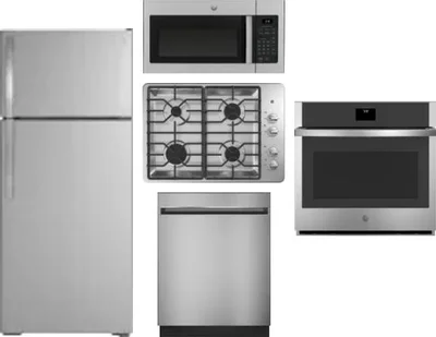 5 Piece Package Includes Refrigerator, Cooktop, Wall Oven, Microwave And Dishwasher